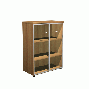 Шкаф для документов средний со стеклянными прозрачными дверями в рамке (90x46x120)