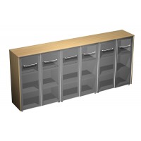 Шкаф для документов со стеклянными дверями (стенка из 3 шкафов) (274x46x120)