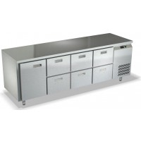 Холодильный стол из нержавеющей стали, одна дверь, шесть ящиков СПБ/О-122/16-2206