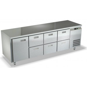 Холодильный стол из нержавеющей стали, одна дверь, шесть ящиков СПБ/О-122/16-2207