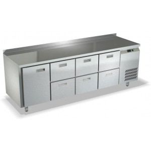 Холодильный стол из нержавеющей стали, одна дверь, шесть ящиков СПБ/О-222/16-2206